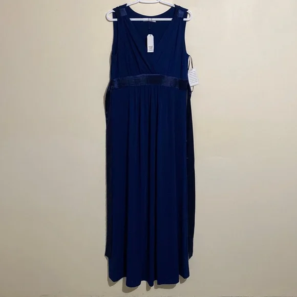 Angel Maternity Dark Navy Maternity Evening Maxi Dress Sleeveless  L - Picture 2 of 13